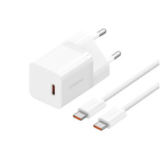 Мережевий зарядний пристрій з кабелем Baseus GaN5 Fast Charger(mini) 1C 30W EU Moon White(With: Fast Charging Data Cable Type-C)