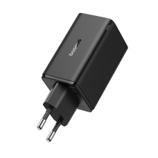 Мережевий зарядний пристрій з кабелем Baseus GaN6 Pro Fast Charger 2C+2U 65W  EU Cluster Black((With Type-C to Type-C 100W(20V/5A) 1m Black）